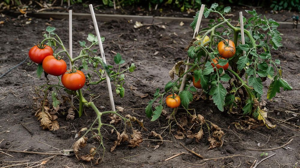 Zaraza ziemniaczana atakuje liście pomidora