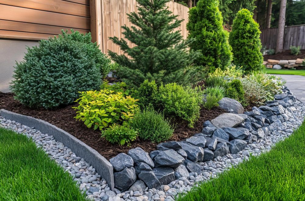 Kora i kamienie w ogrodzie